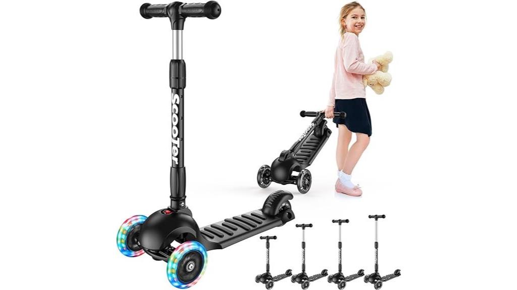 adjustable kids scooter with flashing wheels