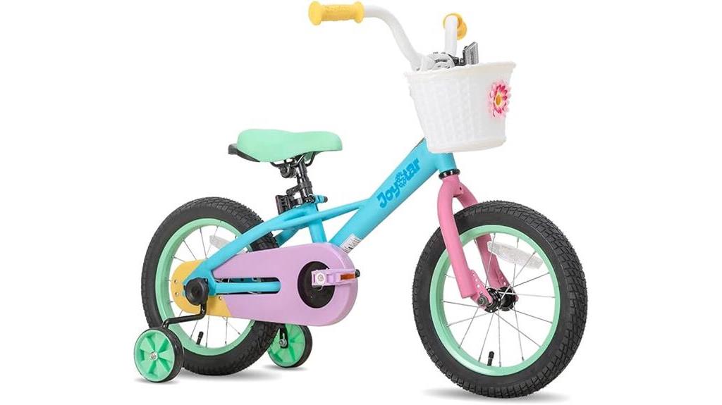 kids bike with training wheels and basket