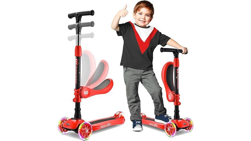 kids sit stand scooter with flashing wheels